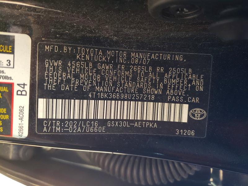 Продажа на аукционе авто 2008 Toyota Avalon, vin: 4T1BK36B98U257218, номер лота: 67855016