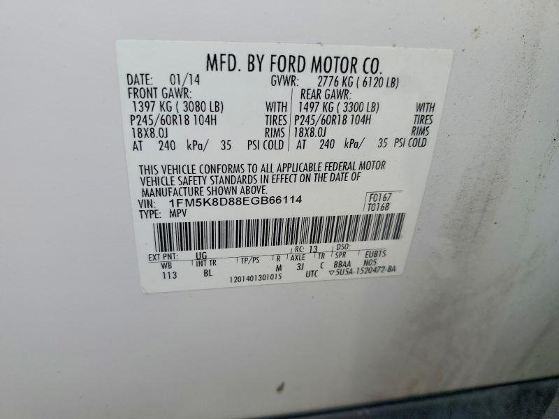 Продаж на аукціоні авто 2014 Ford Explorer, vin: 1FM5K8D88EGB66114, номер лоту: 67629376