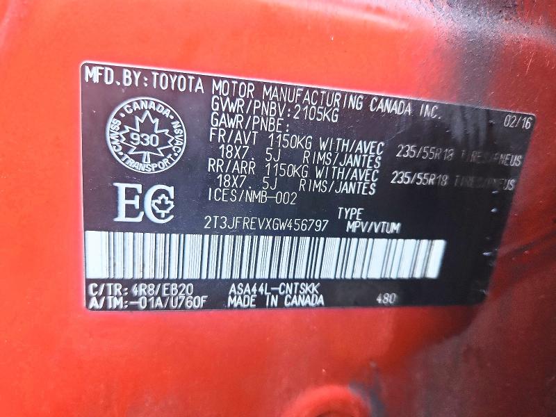 Aukcja sprzedaży 2016 Toyota Rav4, vin: 2T3JFREVXGW456797, numer aukcji: 67121306