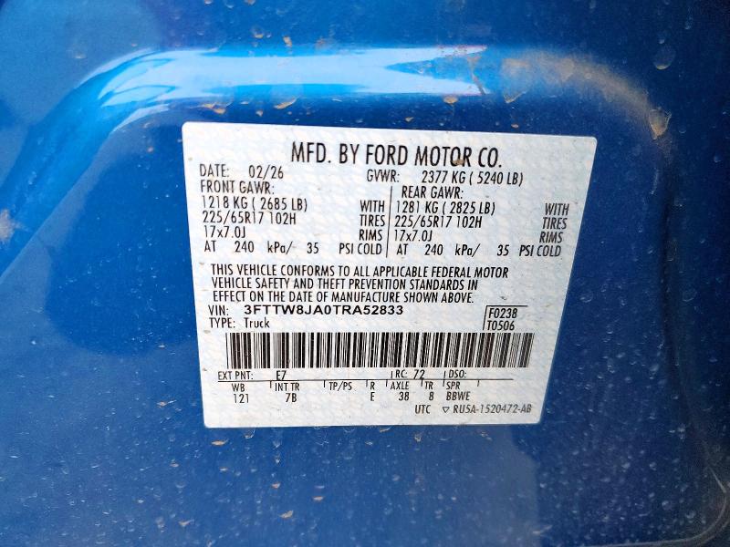 Aukcja sprzedaży 2026 Ford Maverick, vin: 3FTTW8JA0TRA52833, numer aukcji: 67518276