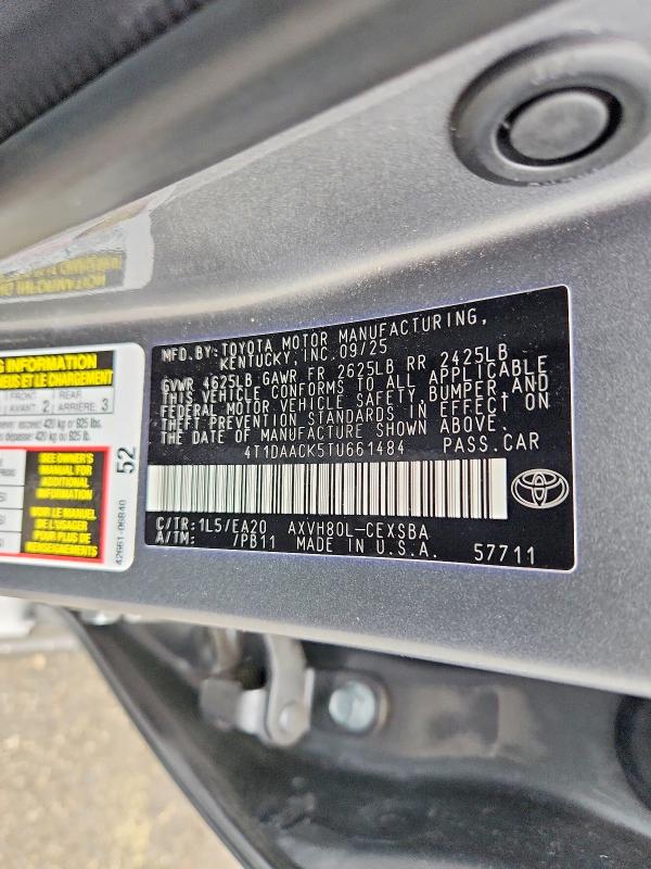 Aukcja sprzedaży 2026 Toyota Camry, vin: 4T1DAACK5TU661484, numer aukcji: 69633646