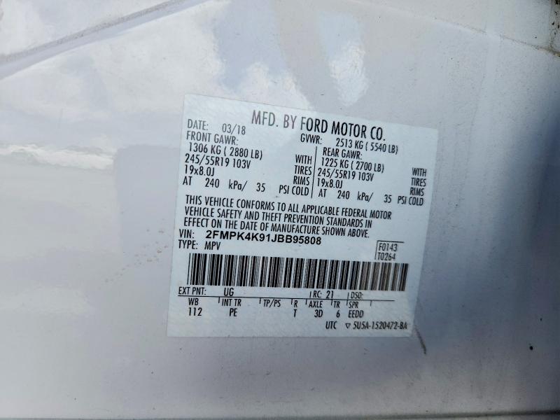 2018 Ford Edge მანქანა იყიდება აუქციონზე, vin: 2FMPK4K91JBB95808, აუქციონის ნომერი: 67413576