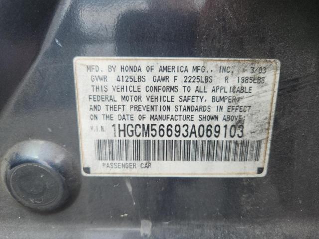 Aukcja sprzedaży 2003 Honda Accord, vin: 1HGCM56693A069103, numer aukcji: 69742646