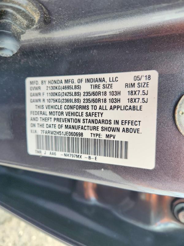 Продажа на аукционе авто 2018 Honda Cr-v, vin: 7FARW2H51JE060698, номер лота: 71039936