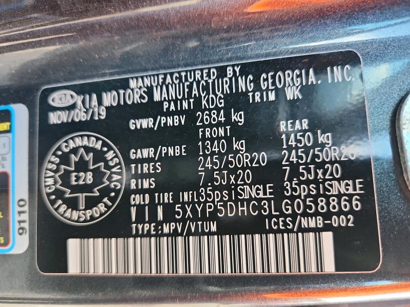 Aukcja sprzedaży 2020 Kia Telluride, vin: 5XYP5DHC3LG058866, numer aukcji: 68106796