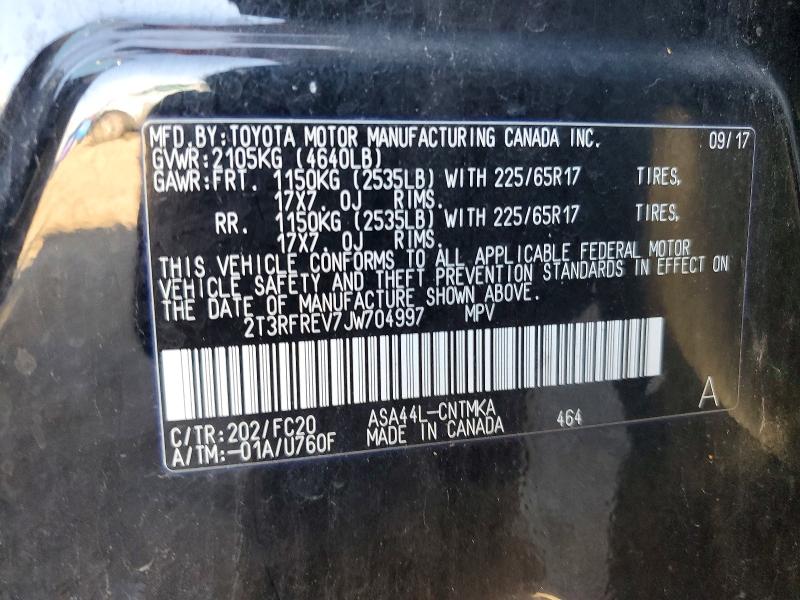 Продажа на аукционе авто 2018 Toyota Rav4, vin: 2T3RFREV7JW704997, номер лота: 67662656