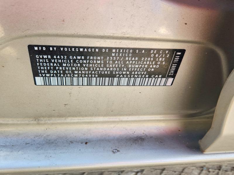 Aukcja sprzedaży 2012 Volkswagen Jetta, vin: 3VWPL7AJ8CM704998, numer aukcji: 68203806