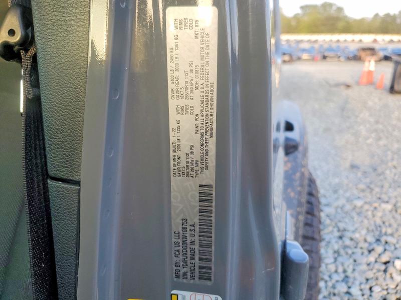 Aukcja sprzedaży 2022 Jeep Wrangler Unlimited, vin: 1C4HJXDG0NW108753, numer aukcji: 69015626
