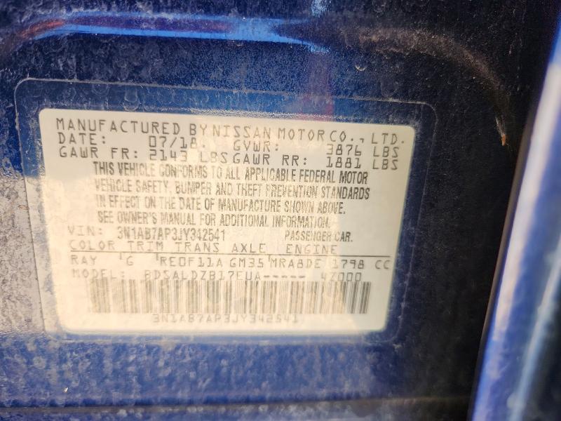 Продажа на аукционе авто 2018 Nissan Sentra, vin: 3N1AB7AP3JY342541, номер лота: 70901176