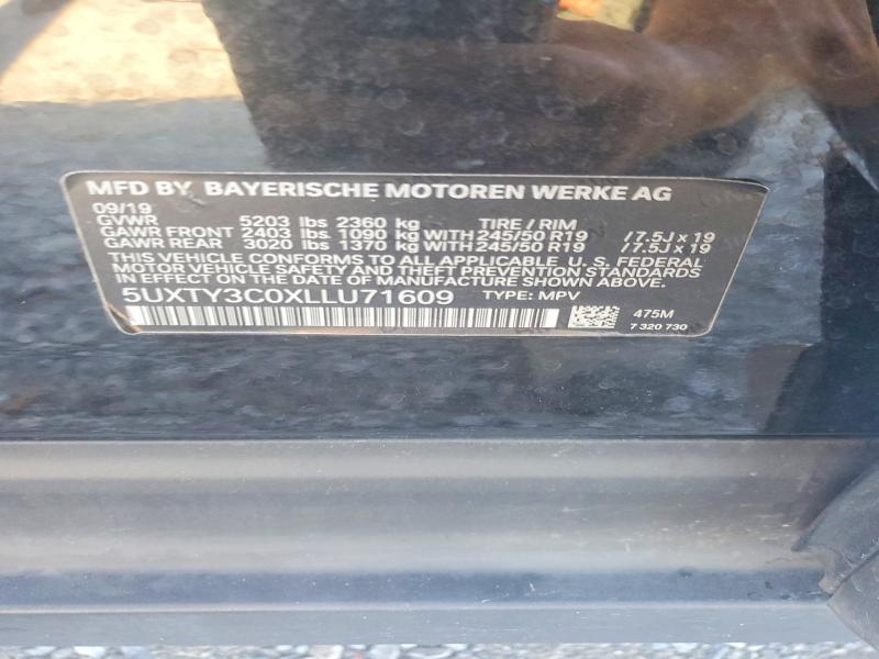 Продаж на аукціоні авто 2020 Bmw X3, vin: 5UXTY3C0XLLU71609, номер лоту: 68967546