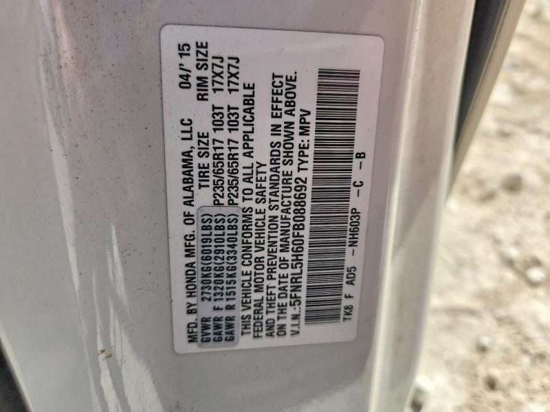 2015 Honda Odyssey მანქანა იყიდება აუქციონზე, vin: 5FNRL5H60FB088692, აუქციონის ნომერი: 67649106