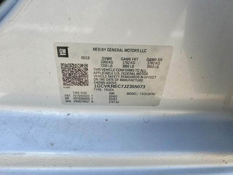 2018 Chevrolet Silverado მანქანა იყიდება აუქციონზე, vin: 1GCVKREC7JZ355073, აუქციონის ნომერი: 68747146