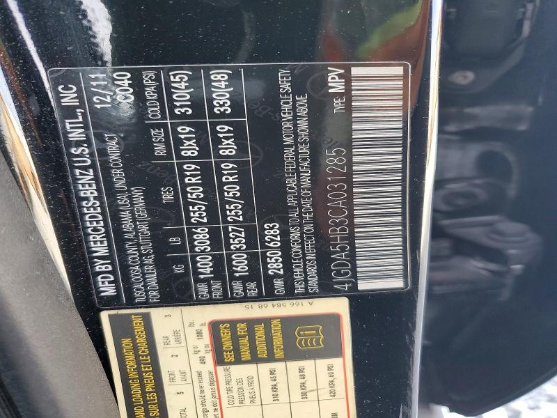 Продаж на аукціоні авто 2012 Mercedes-benz Ml, vin: 4JGDA5HB3CA031285, номер лоту: 71159576
