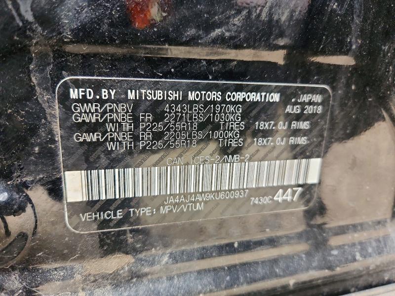 Продаж на аукціоні авто 2019 Mitsubishi Rvr, vin: JA4AJ4AW9KU600937, номер лоту: 69814816