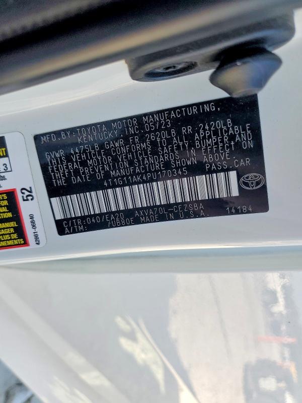 68448436 :رقم المزاد ، 4T1G11AK4PU170345 vin ، 2023 Toyota Camry مزاد بيع