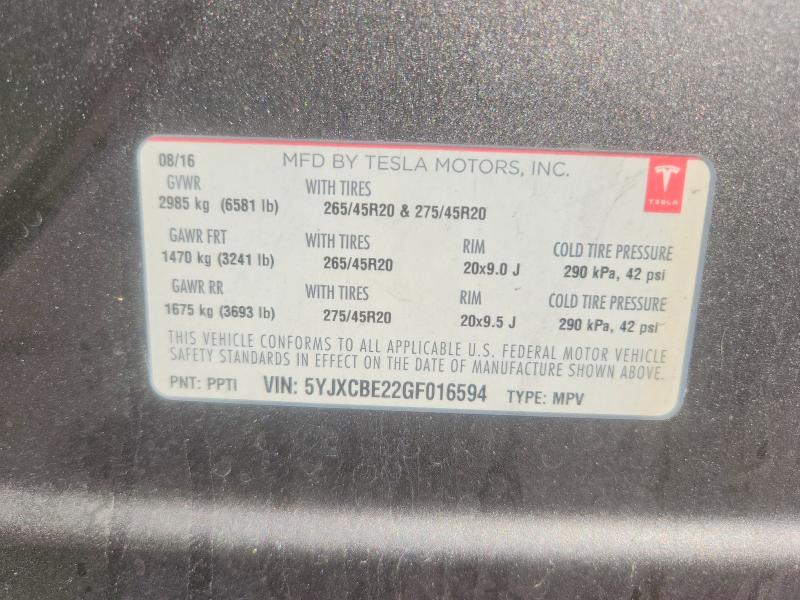 Aukcja sprzedaży 2016 Tesla Model X, vin: 5YJXCBE22GF016594, numer aukcji: 66970436