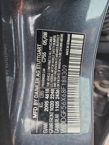 2008 Mercedes-benz C მანქანა იყიდება აუქციონზე, vin: WDDGF56X68F188309, აუქციონის ნომერი: 68154476