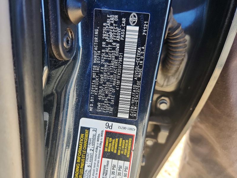 2014 Toyota Camry მანქანა იყიდება აუქციონზე, vin: 4T1BF1FK2EU779631, აუქციონის ნომერი: 68304146