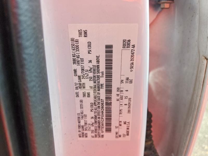 2017 Ford F150 მანქანა იყიდება აუქციონზე, vin: 1FTEW1CPXHKD60637, აუქციონის ნომერი: 66378576