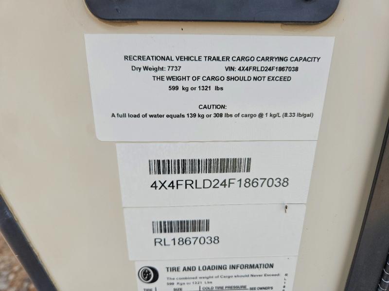 67361176 :رقم المزاد ، 4X4FRLD24F1867038 vin ، 2015 Trailer Recreational Vehicle (rv) مزاد بيع