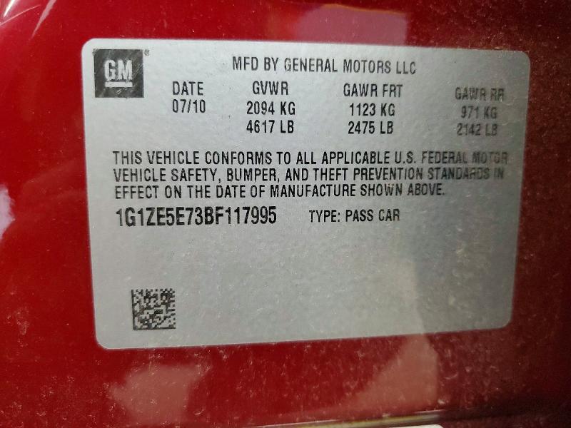 67533386 :رقم المزاد ، 1G1ZE5E73BF117995 vin ، 2011 Chevrolet Malibu مزاد بيع
