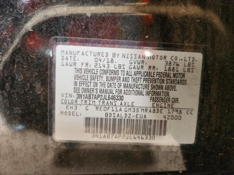 Продажа на аукционе авто 2018 Nissan Sentra, vin: 3N1AB7AP2JL646330, номер лота: 69163846