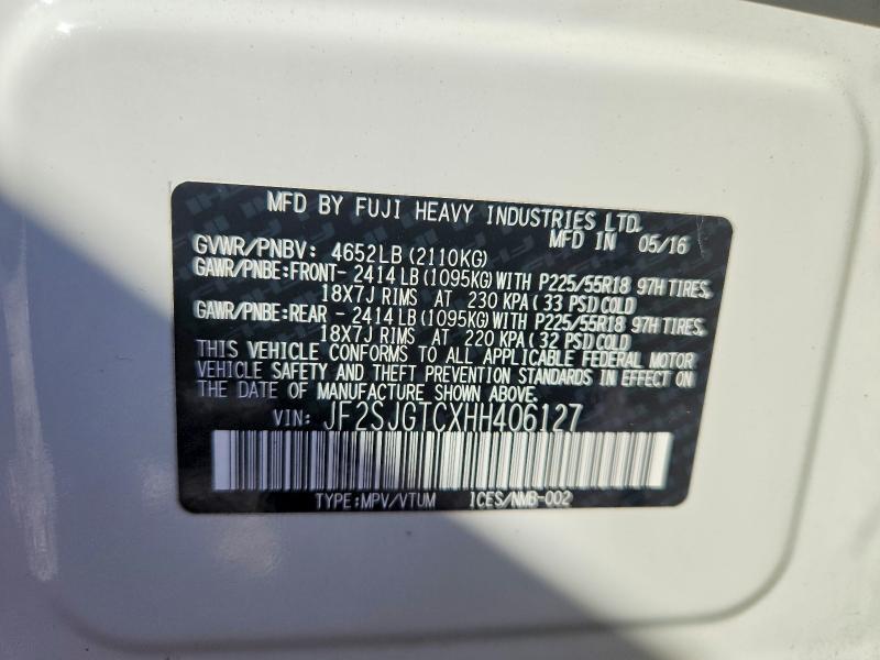 Aukcja sprzedaży 2017 Subaru Forester, vin: JF2SJGTCXHH406127, numer aukcji: 67775726