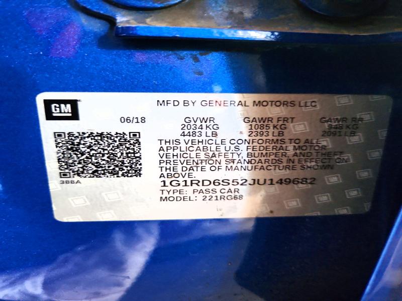 Продажа на аукционе авто 2018 Chevrolet Volt, vin: 1G1RD6S52JU149682, номер лота: 70677596