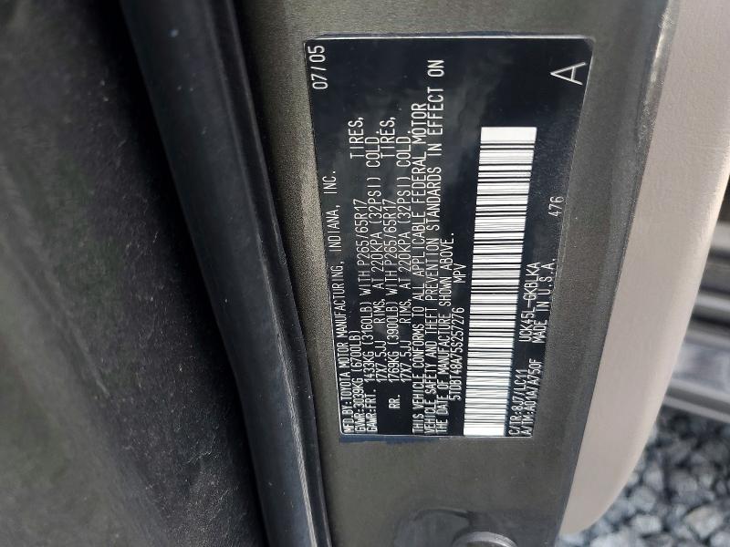68312596 :رقم المزاد ، 5TDBT48A65S237830 vin ، 2005 Toyota Sequoia مزاد بيع