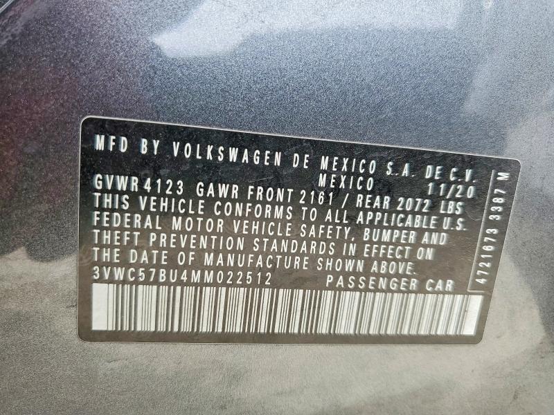 67496816 :رقم المزاد ، 3VWC57BU4MM022512 vin ، 2021 Volkswagen Jetta مزاد بيع