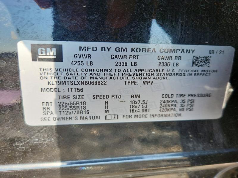 69675636 :رقم المزاد ، KL79MTSLXNB068822 vin ، 2022 Chevrolet Trailblazer مزاد بيع