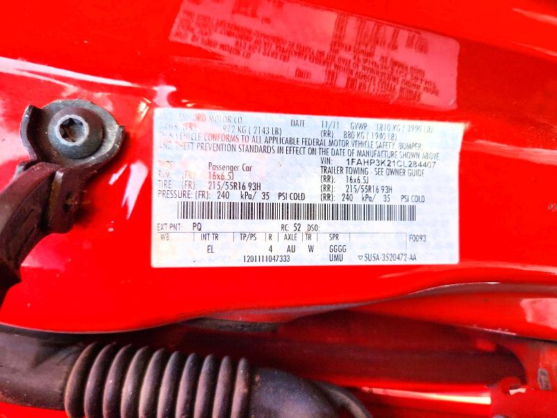 68623596 :رقم المزاد ، 1FAHP3K21CL284407 vin ، 2012 Ford Focus مزاد بيع
