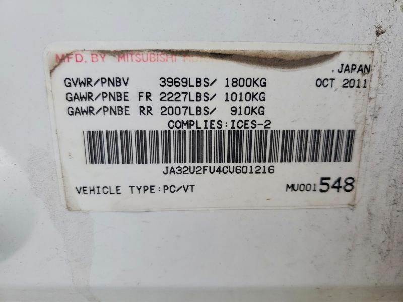 Продажа на аукционе авто 2012 Mitsubishi Lancer, vin: JA32U2FU4CU601216, номер лота: 66967276