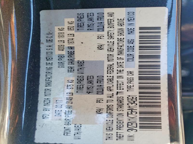 2017 Mazda 3 მანქანა იყიდება აუქციონზე, vin: 3MZBN1K75HM134891, აუქციონის ნომერი: 67491996