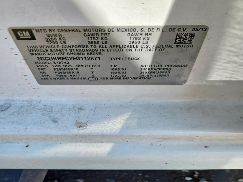 71162896 :رقم المزاد ، 3GCUKREC2EG112871 vin ، 2014 Chevrolet Silverado مزاد بيع