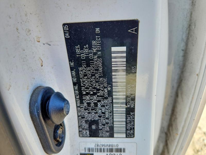 2005 Toyota Sienna მანქანა იყიდება აუქციონზე, vin: 5TDZA23C15S327890, აუქციონის ნომერი: 69643226
