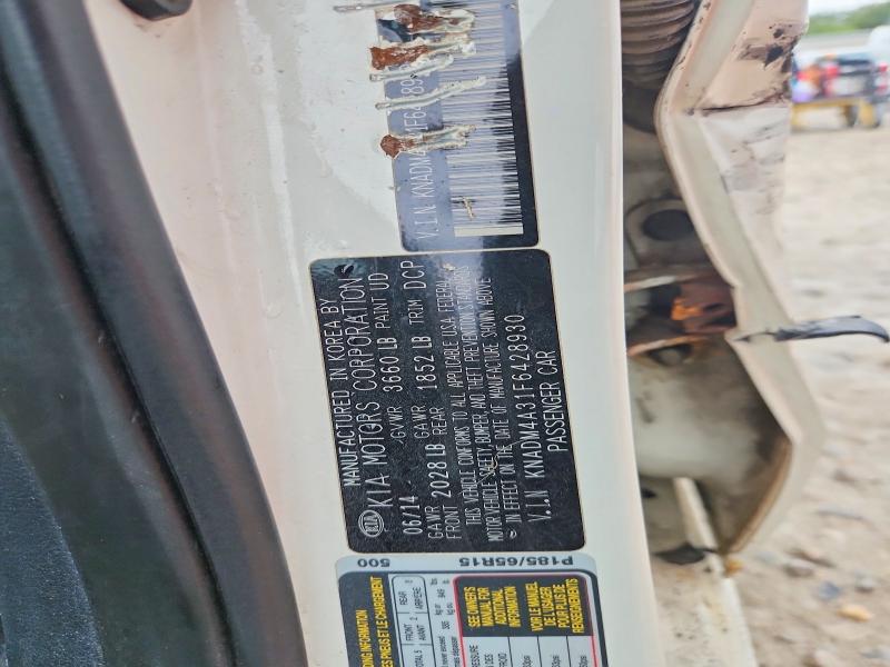 68780626 :رقم المزاد ، KNADM4A31F6428930 vin ، 2015 Kia Rio مزاد بيع