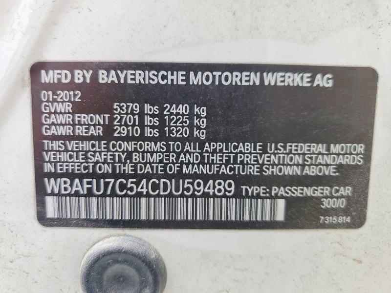 Aukcja sprzedaży 2012 Bmw 535, vin: WBAFU7C54CDU59489, numer aukcji: 68448096