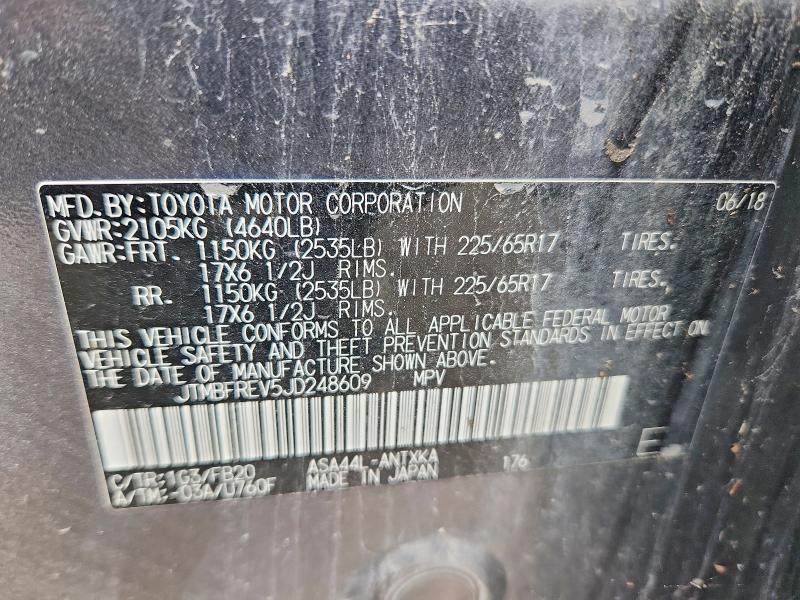 71153196 :رقم المزاد ، JTMBFREV5JD248609 vin ، 2018 Toyota Rav4 مزاد بيع