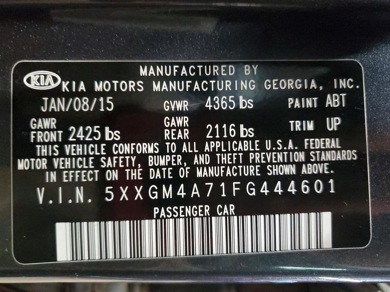 Продажа на аукционе авто 2015 Kia Optima, vin: 5XXGM4A71FG444601, номер лота: 70781476