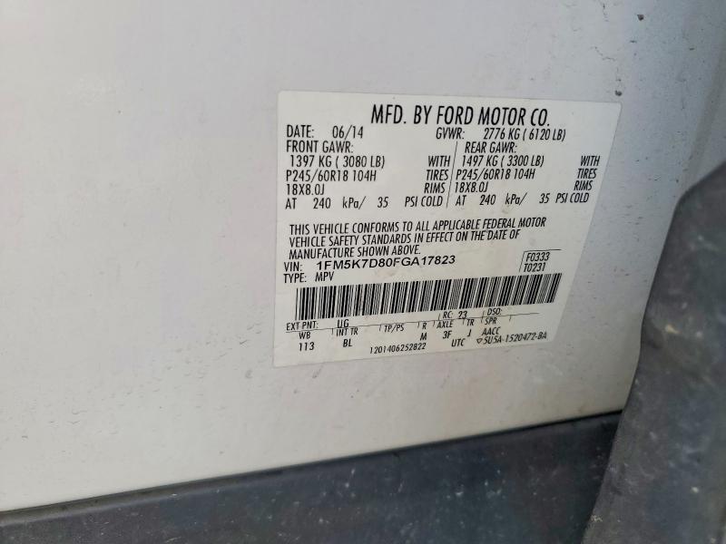 Aukcja sprzedaży 2015 Ford Explorer, vin: 1FM5K7D80FGA17823, numer aukcji: 67465016