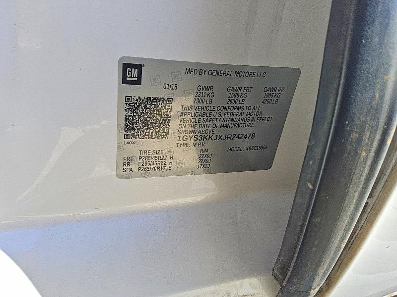 70871456 :رقم المزاد ، 1GYS3KKJXJR242478 vin ، 2018 Cadillac Escalade مزاد بيع