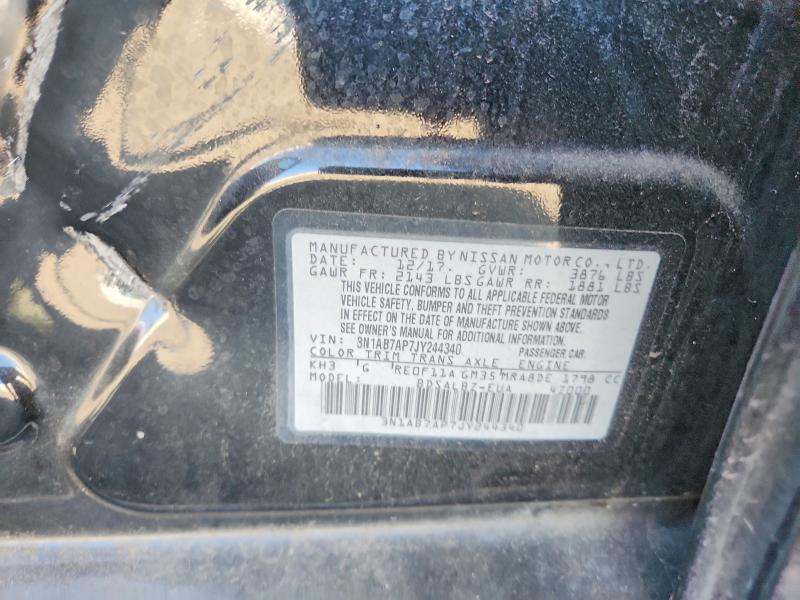 2018 Nissan Sentra მანქანა იყიდება აუქციონზე, vin: 3N1AB7AP7JY244340, აუქციონის ნომერი: 70718896