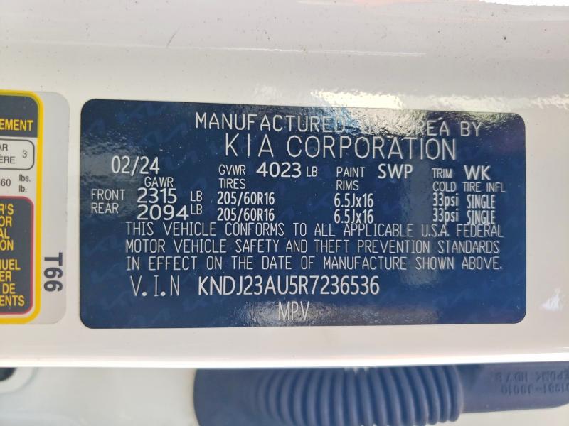 69112166 :رقم المزاد ، KNDJ23AU5R7236536 vin ، 2024 Kia Soul مزاد بيع