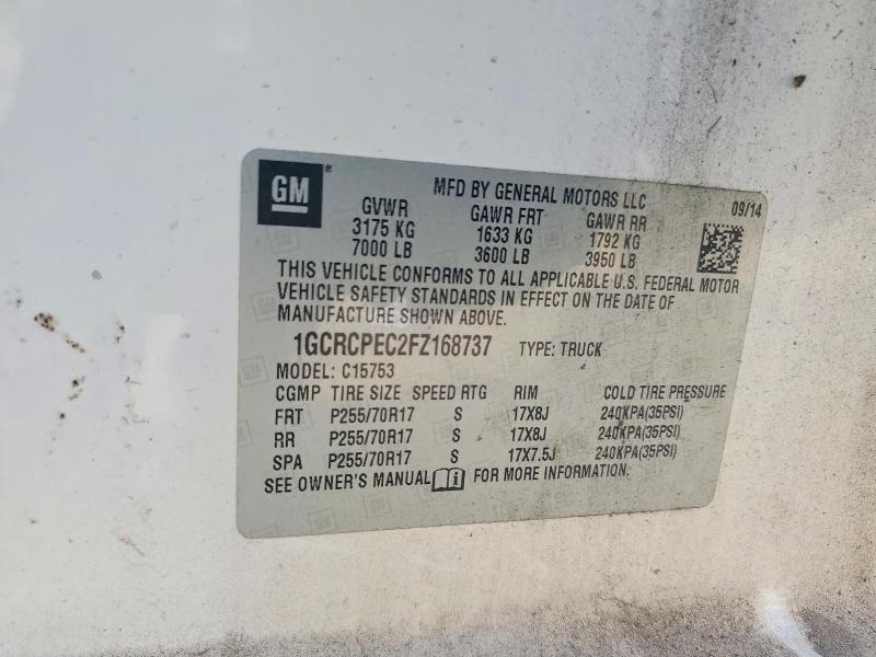 69376126 :رقم المزاد ، 1GCRCPEC2FZ168737 vin ، 2015 Chevrolet Silverado مزاد بيع