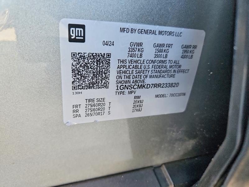 70439456 :رقم المزاد ، 1GNSCMKD7RR233820 vin ، 2024 Chevrolet Tahoe مزاد بيع