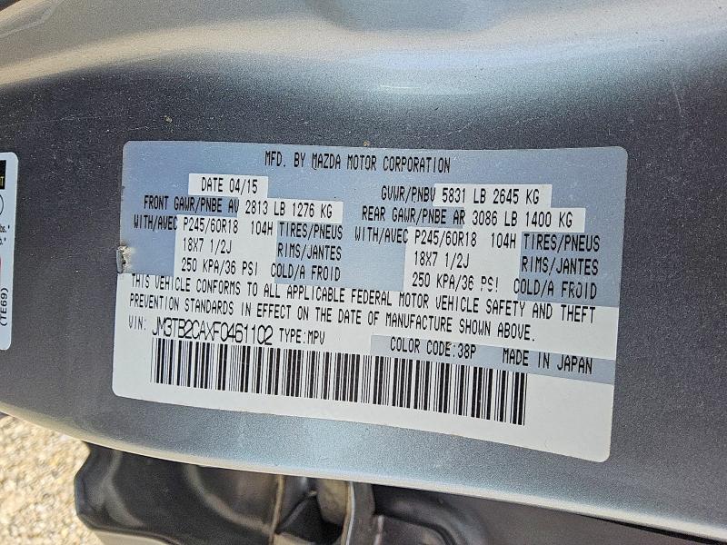 67139666 :رقم المزاد ، JM3TB2CAXF0461102 vin ، 2015 Mazda Cx-9 مزاد بيع