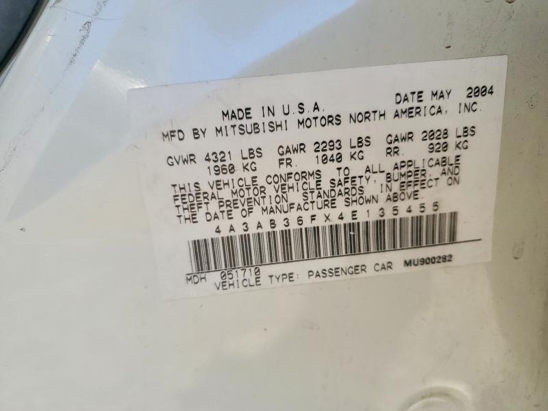 Aukcja sprzedaży 2004 Mitsubishi Galant, vin: 4A3AB36FX4E135455, numer aukcji: 68881186