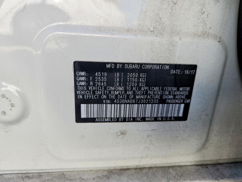 2018 Subaru Legacy მანქანა იყიდება აუქციონზე, vin: 4S3BNAB67J3021235, აუქციონის ნომერი: 69854526