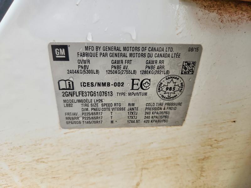 68062496 :رقم المزاد ، 2GNFLFE37G6107613 vin ، 2016 Chevrolet Equinox مزاد بيع